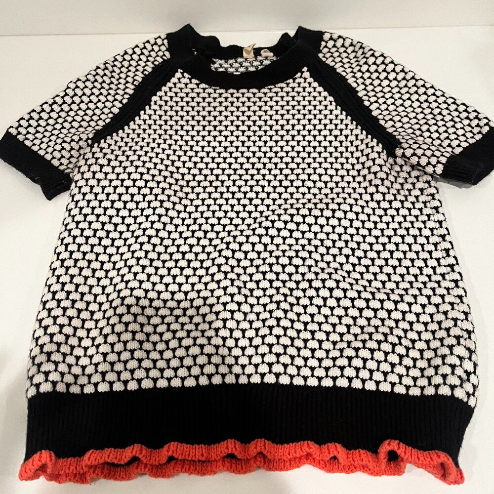 Anthropologie Short Sleeve Polka Dot Sweater